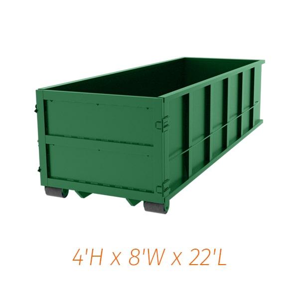 you can rent a twenty yard dumpster for a period of 7-14 days on average